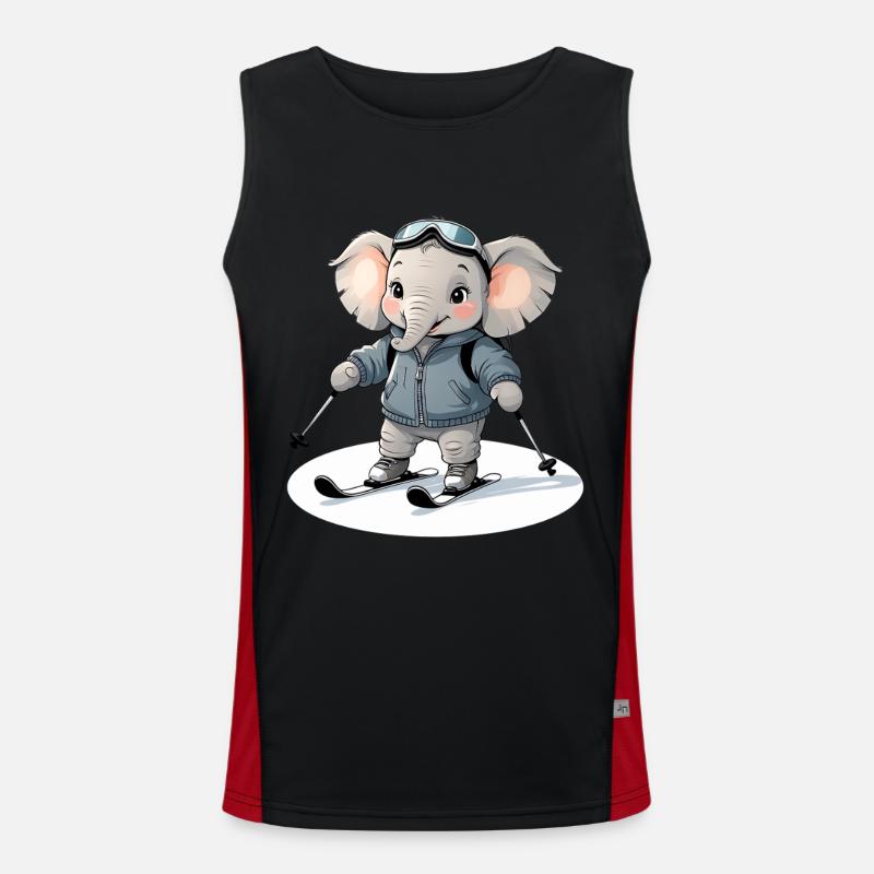 Skiing Elephant Pullover Hoodie - Men's Functional Contrast Tank Top - black/red