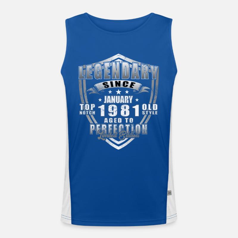 Janvier 1981 anniversaire janvier 1981 Janvier Débardeur respirant contrasté Homme 