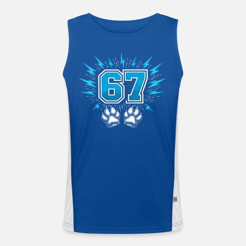 67 Six Seven Meme Lustig | Hundepfote Funktionelles Kontrast-Tank Top für Männer 