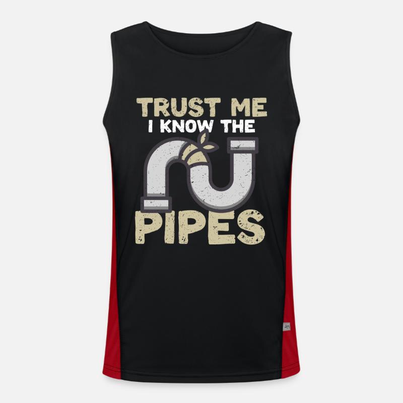 Pipe Layer Pipeline Builder - Men's Functional Contrast Tank Top  - black/red