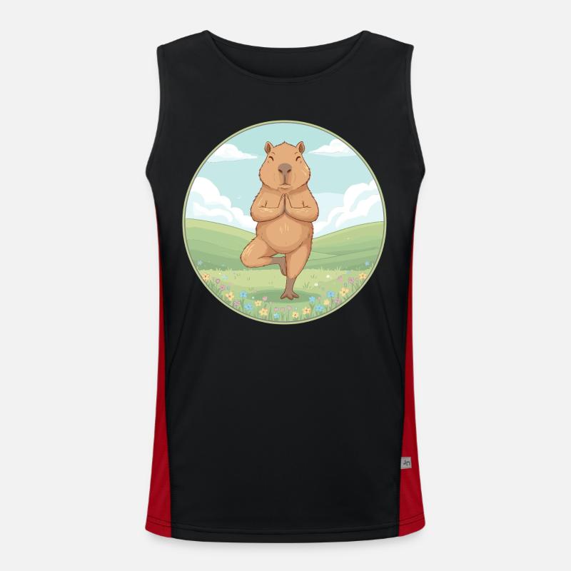 Zen Capybara Yoga Pose Achtsamkeitskunst Funktionelles Kontrast-Tank Top für Männer 
