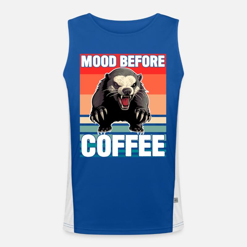 Honigdachs-Stimmung vor dem Kaffee Funktionelles Kontrast-Tank Top für Männer 