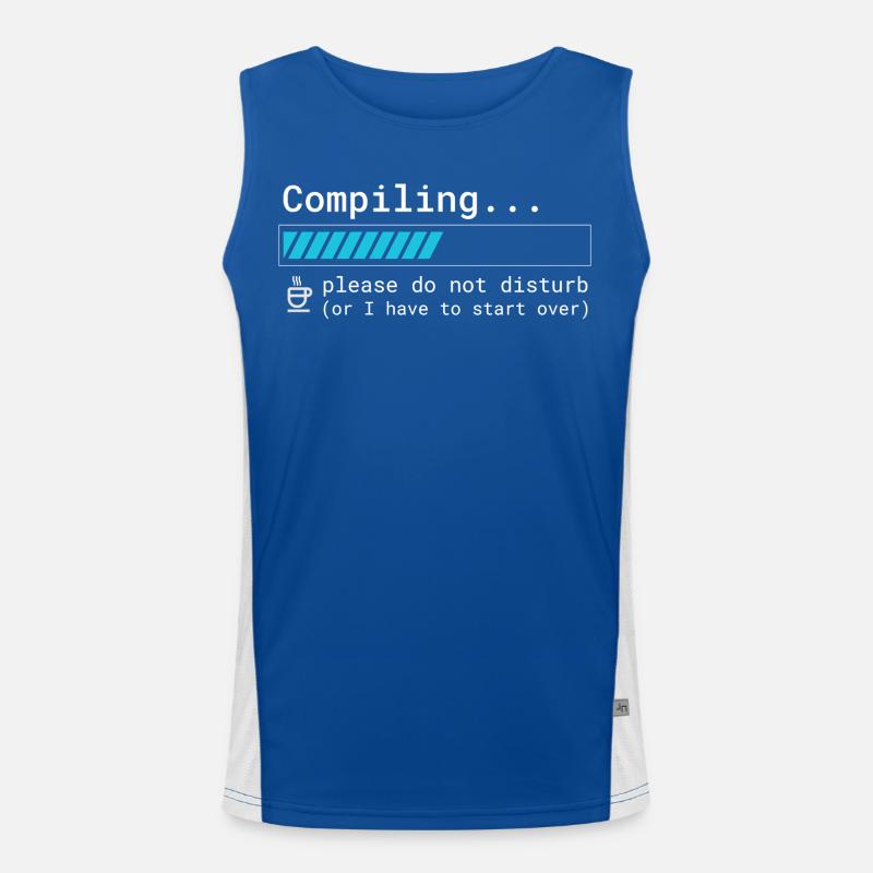 Lustiges Programmierer T-Shirt - Compiling Please  Funktionelles Kontrast-Tank Top für Männer 