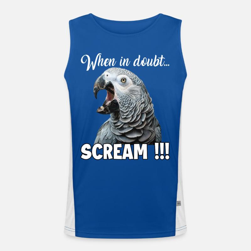 Schreiender Graupapagei T, lustiges Papageien Funktionelles Kontrast-Tank Top für Männer 