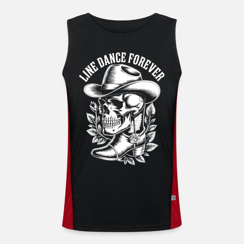 Line Dance Forever Skull - Men's Functional Contrast Tank Top  - black/red