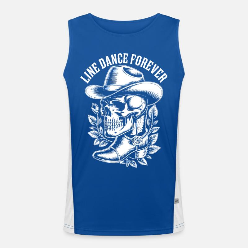 Line Dance Forever Skull Funktionelles Kontrast-Tank Top für Männer 