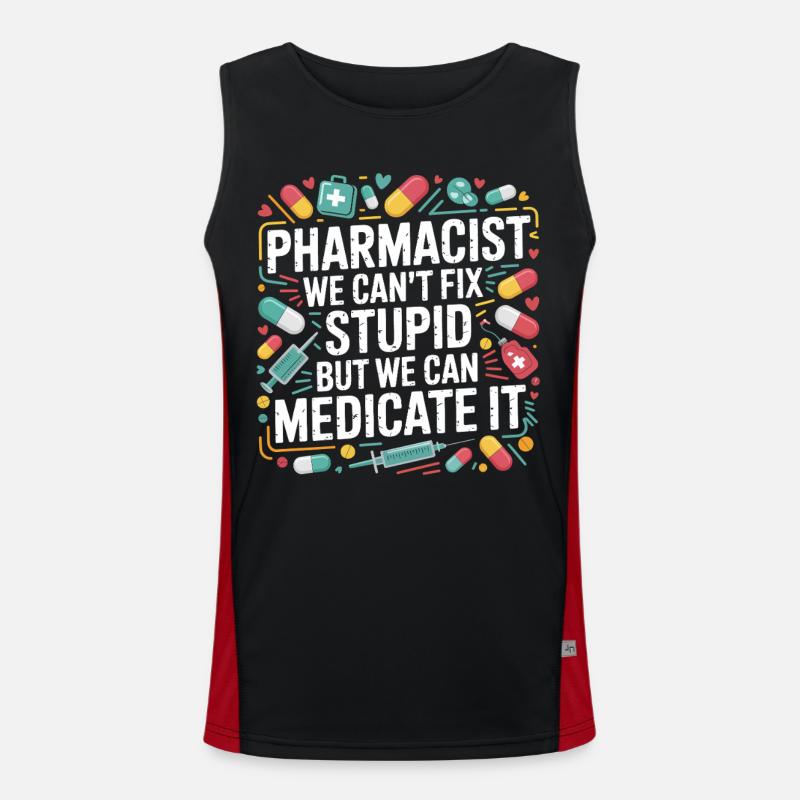 Pharmacist Saying Medication Joke - Men's Functional Contrast Tank Top - black/red