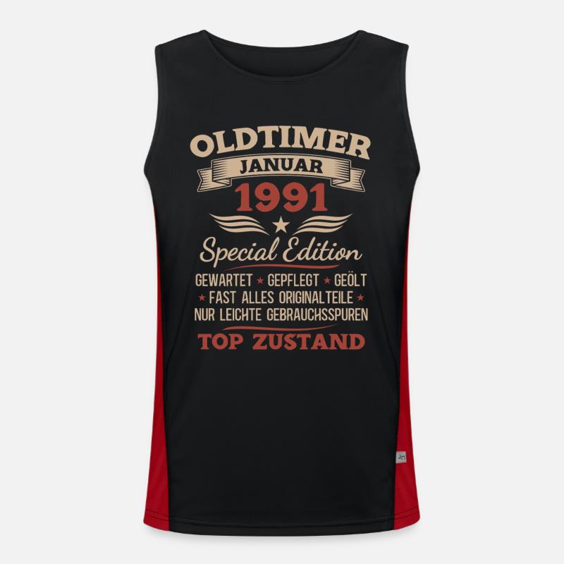 35. Geburtstag Geschenk Oldtimer Januar 1991 Funktionelles Kontrast-Tank Top für Männer 