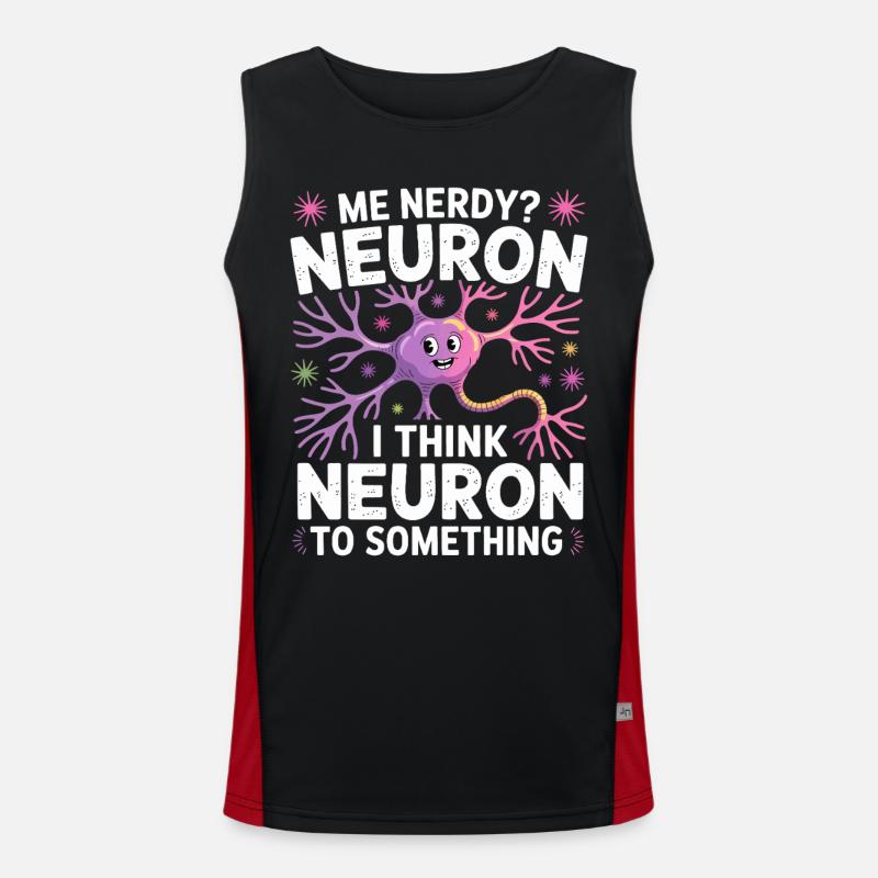 Me Nerdy? Neuron pun - Men's Functional Contrast Tank Top  - black/red