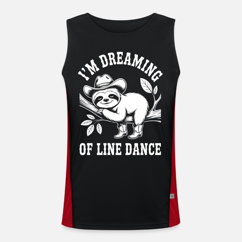 Sloth Cowboy Dancing Line Dance - Men's Functional Contrast Tank Top  - black/red