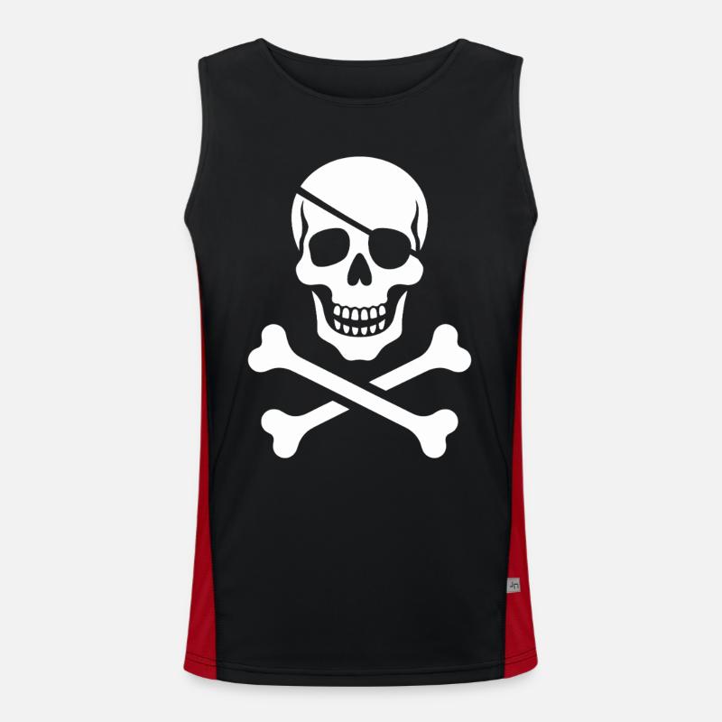 Skull and bones cross design - Men's Functional Contrast Tank Top - black/red