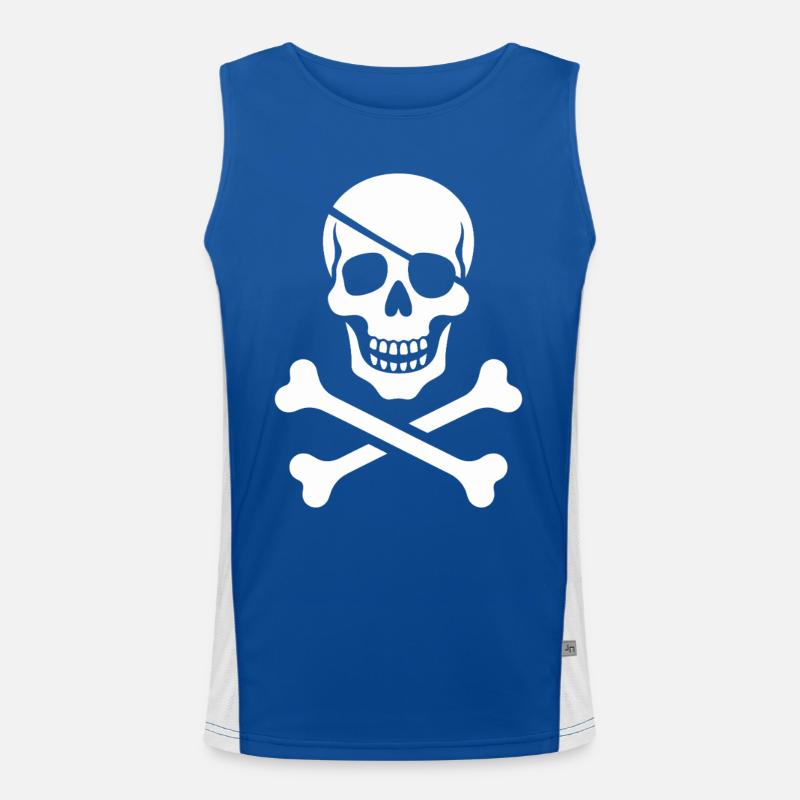 Schädel und Knochen Kreuzdesign Funktionelles Kontrast-Tank Top für Männer 