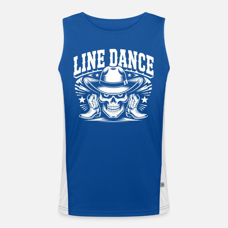 Line Dance Totenkopf Cowboy Funktionelles Kontrast-Tank Top für Männer 