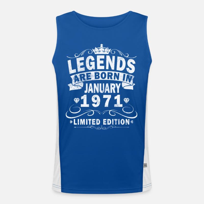 55e anniversaire Original janvier Né en 1971 Débardeur respirant contrasté Homme 