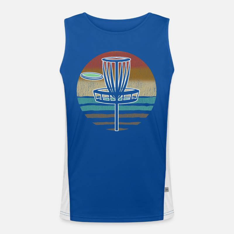 Disc Golf Sunset Funktionelles Kontrast-Tank Top für Männer 