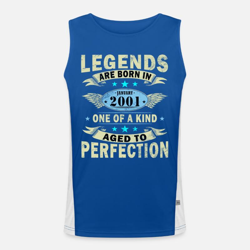 25th Birthday Original January Year 2001 Men's Functional Contrast Tank Top 