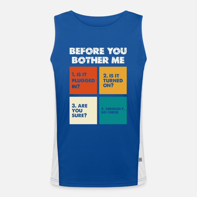 Bevor Du Mich Störst – Tech Check Funktionelles Kontrast-Tank Top für Männer 