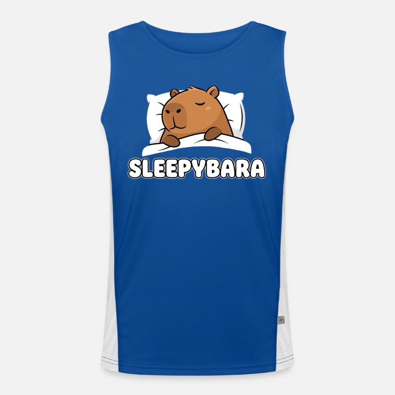 Sleepybara – Niedliche schlafende Kapybara Funktionelles Kontrast-Tank Top für Männer 
