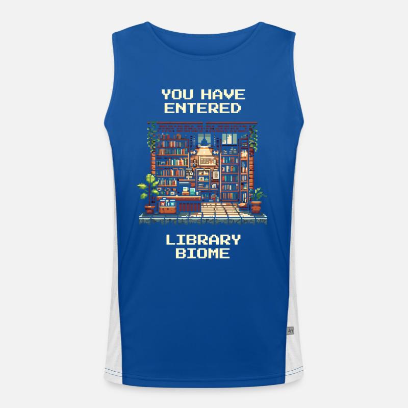Entering the Library Biome | Library Reading Books Men's Functional Contrast Tank Top 