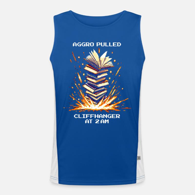 Aggro gezogen | Cliffhanger Lesen Nachteule Funktionelles Kontrast-Tank Top für Männer 