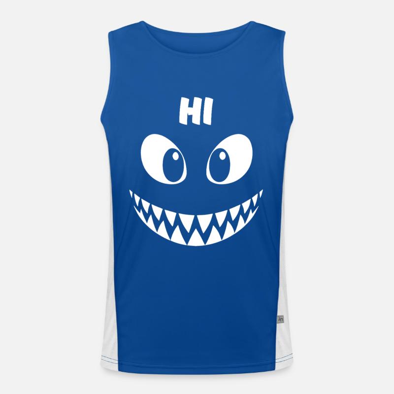 Hai | Big Face Kostüm Karneval Verkleidung Funktionelles Kontrast-Tank Top für Männer 