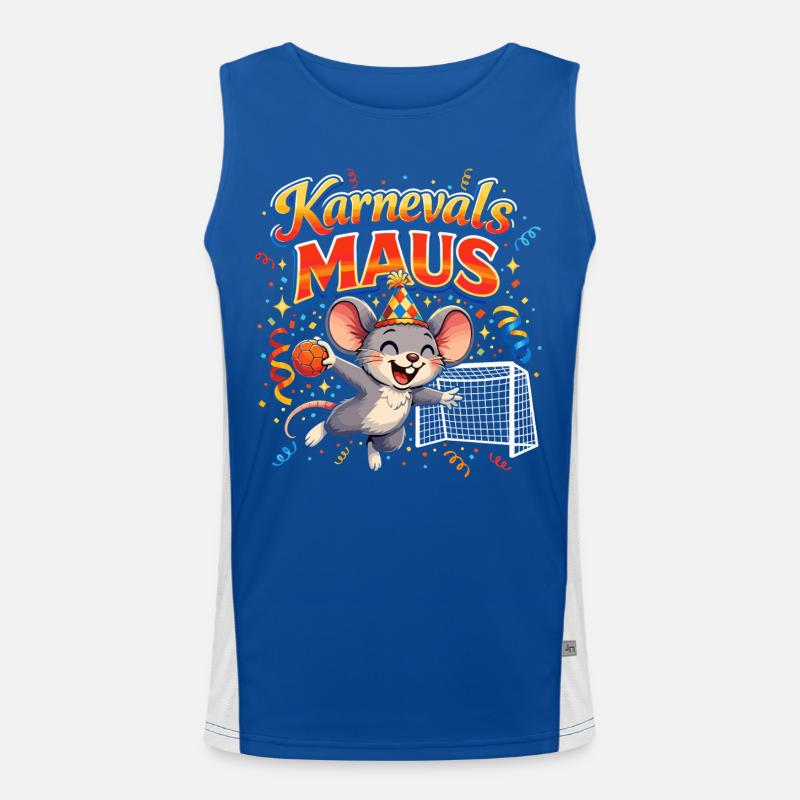 Karnevalsmaus Handball Geschenk Lustig Fasching Funktionelles Kontrast-Tank Top für Männer 