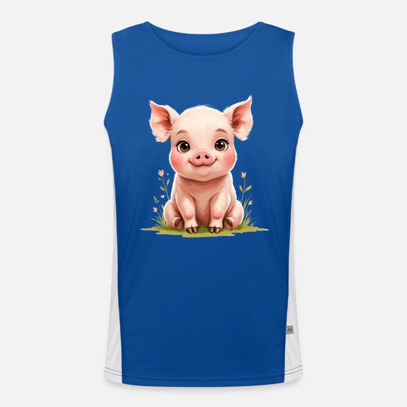 Petit cochon mignon dans le style aquarelle Débardeur respirant contrasté Homme 