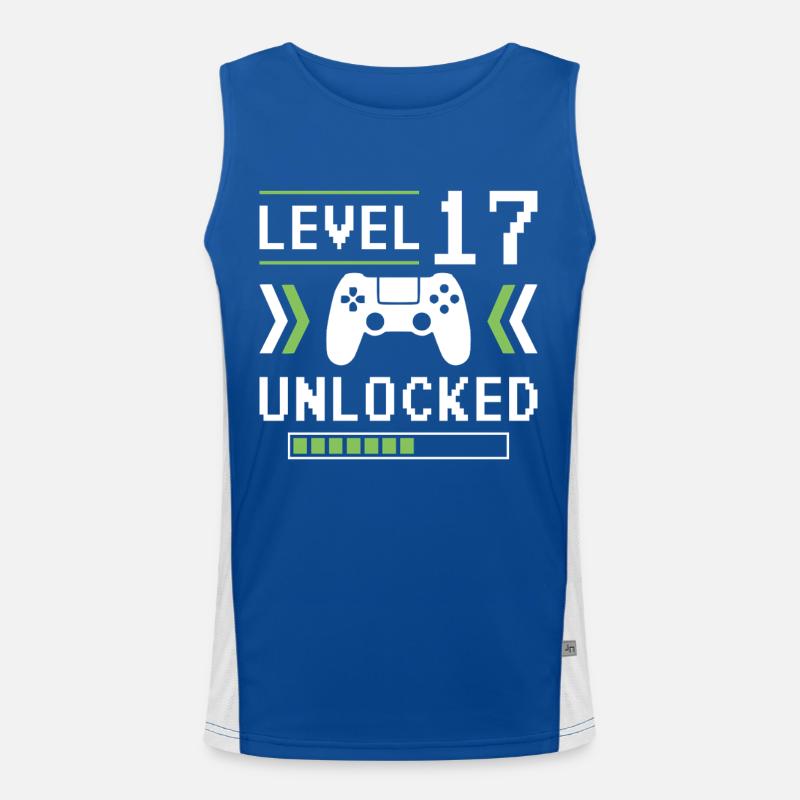 17. Geburtstag Level 17 unlocked Funktionelles Kontrast-Tank Top für Männer 