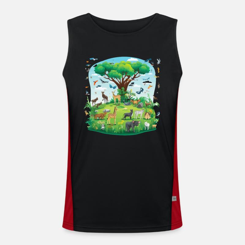 Tierparadies unter dem Baum Funktionelles Kontrast-Tank Top für Männer 