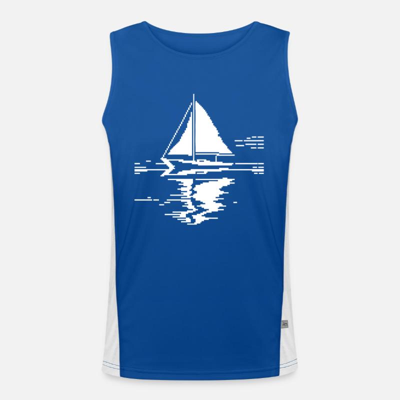 Segelboot Pixel Grafik Funktionelles Kontrast-Tank Top für Männer 