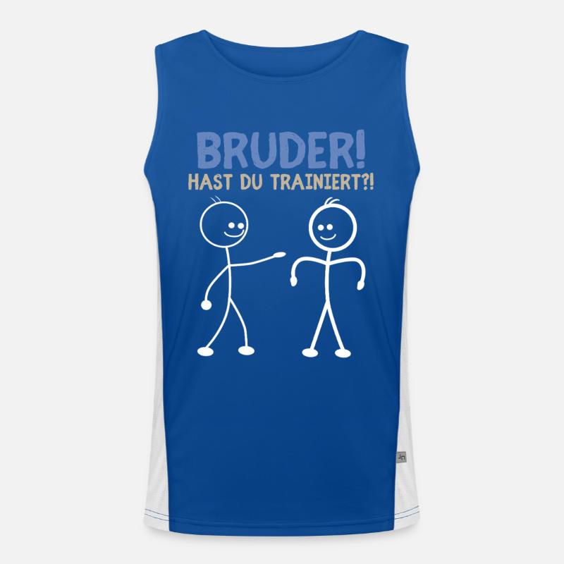 Strichmännchen HAST DU TRAINIERT LUSTIG Funktionelles Kontrast-Tank Top für Männer 