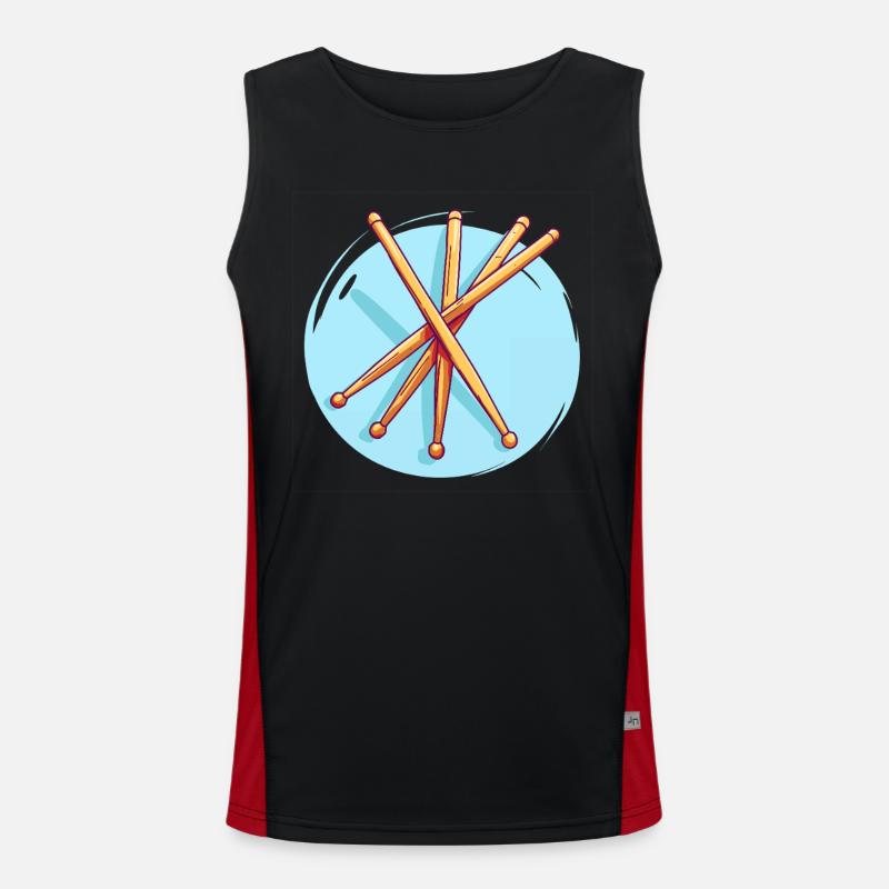 Drumsticks Drawing - Men's Functional Contrast Tank Top  - black/red