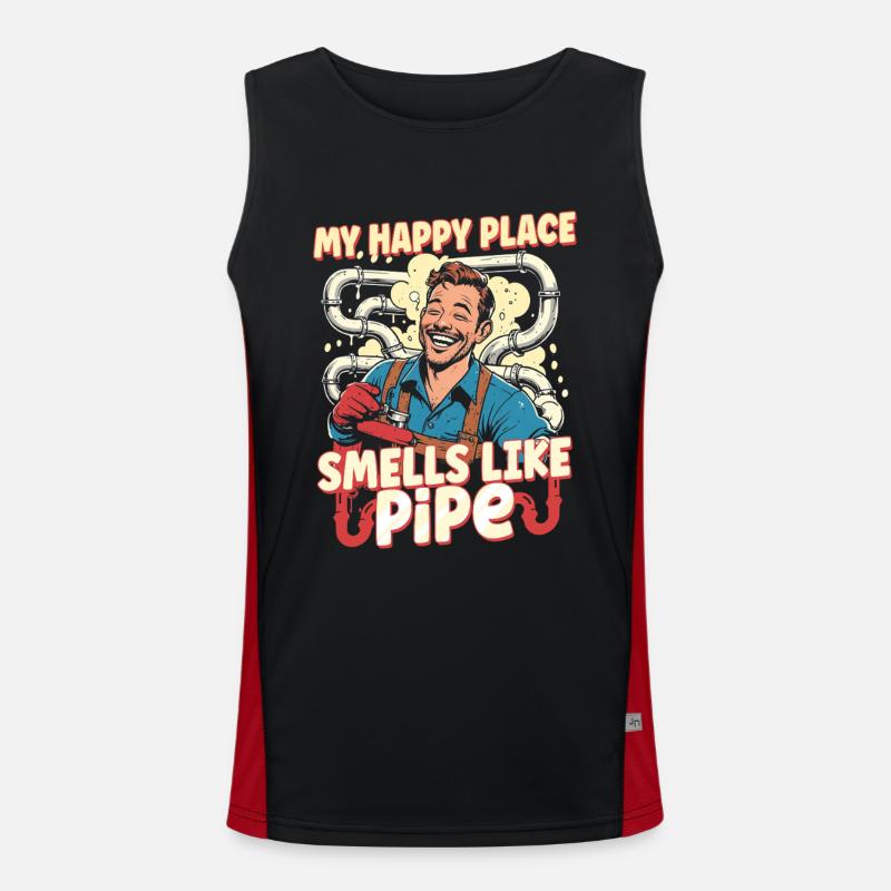 Pipe Layer Pipeline Builder - Men's Functional Contrast Tank Top  - black/red