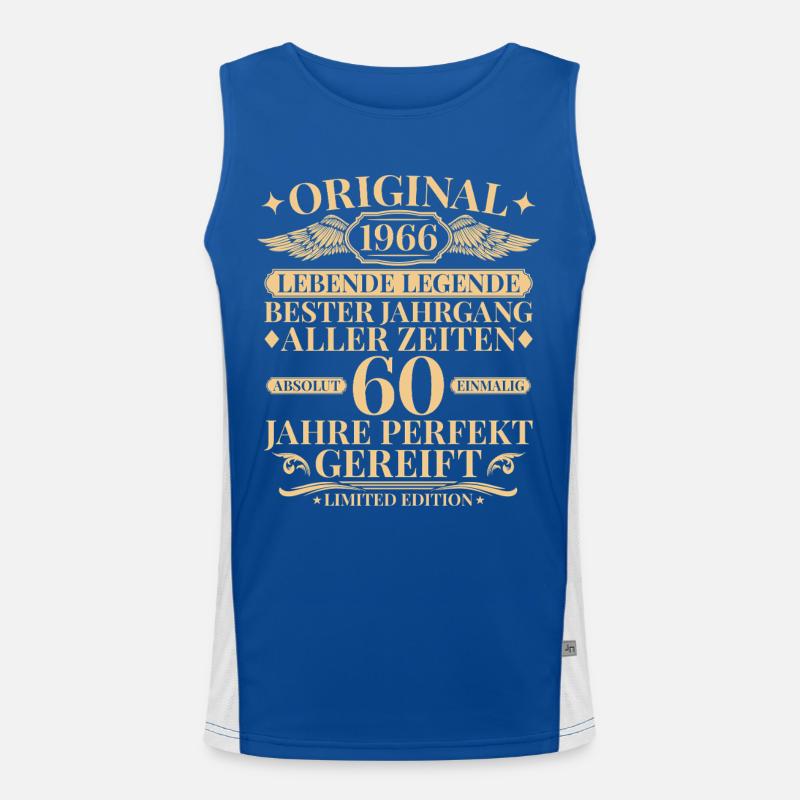 Born in 1966 Legend 60th Birthday Men's Functional Contrast Tank Top 