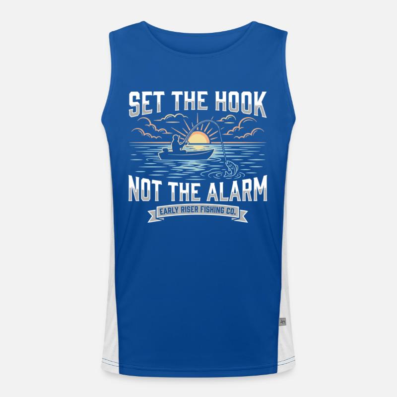 Set The Hook Not The Alarm Angler Sunrise Men's Functional Contrast Tank Top 