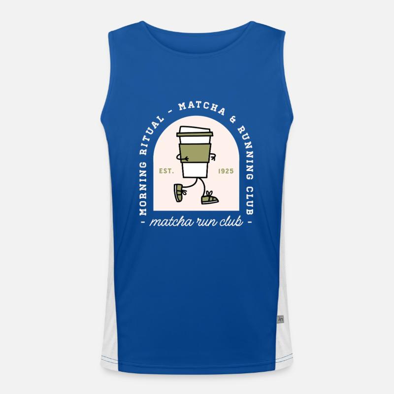 Matcha and running lovers run club funny runner Men's Functional Contrast Tank Top 