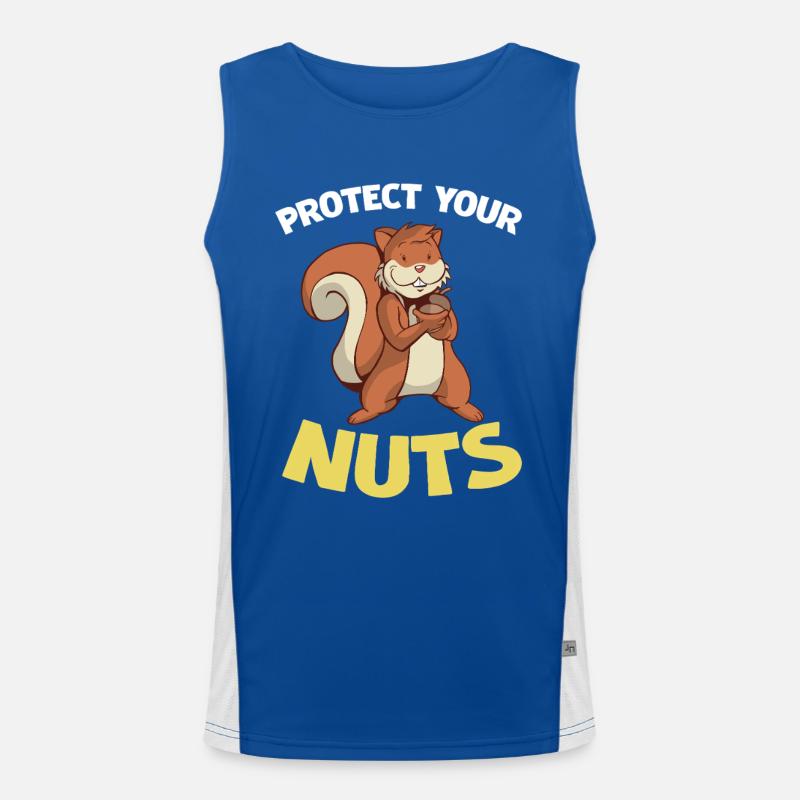 Schütze deine Nüsse – Eichhörnchen Cartoon Funktionelles Kontrast-Tank Top für Männer 