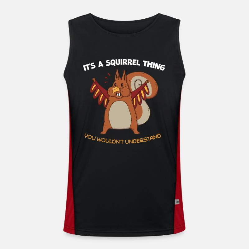Winged Squirrel Saying - Men's Functional Contrast Tank Top  - black/red