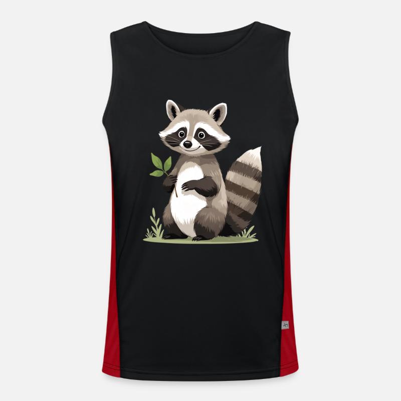 Waschbär mit Blatt Funktionelles Kontrast-Tank Top für Männer 