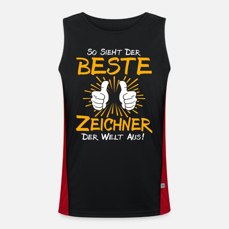 Draftsman Gift Idea - Men's Functional Contrast Tank Top  - black/red