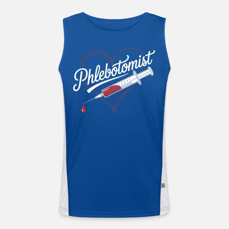 Phlebotomist Heart Injection Men's Functional Contrast Tank Top 