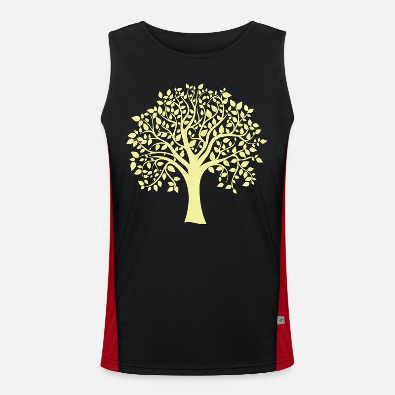 Icon Yellow Jumbo Tree Print Silhouette - Men's Functional Contrast Tank Top  - black/red