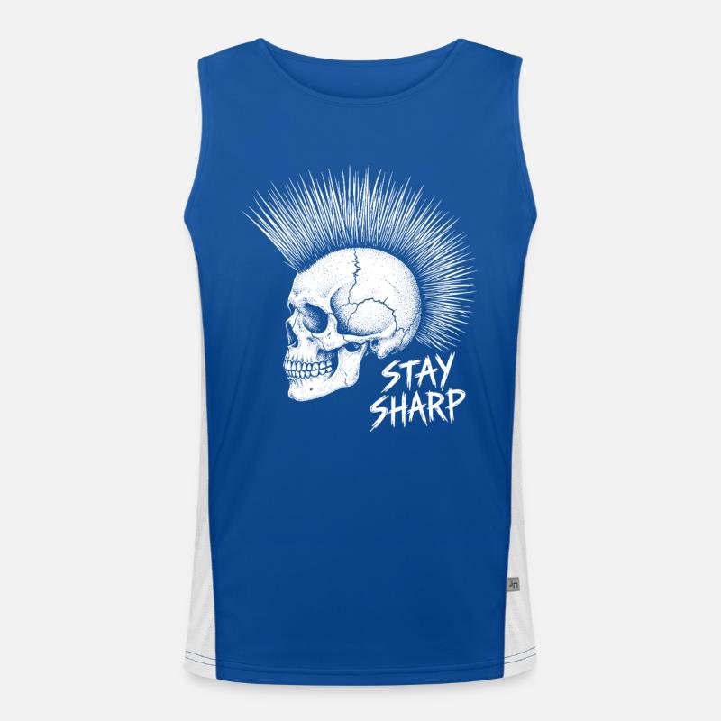 Stay Sharp Punk Skull – Irokese Totenkopf Design Funktionelles Kontrast-Tank Top für Männer 