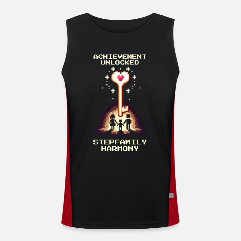 Patchwork-Harmonie freigeschaltet | Patchwork - Funktionelles Kontrast-Tank Top für Männer  - Schwarz/Rot