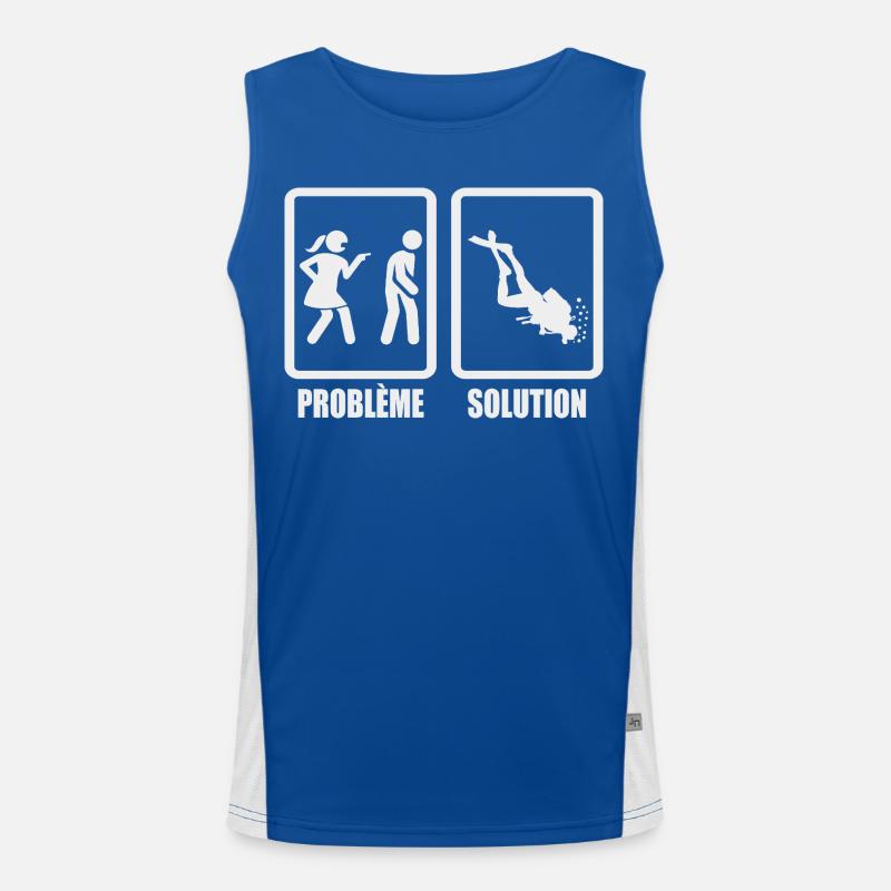 Humor couple problem solution diving Men's Functional Contrast Tank Top 