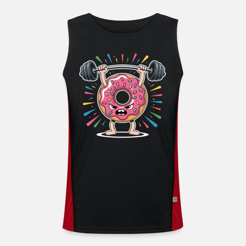 Donut strength training with sprinkles - Men's Functional Contrast Tank Top  - black/red