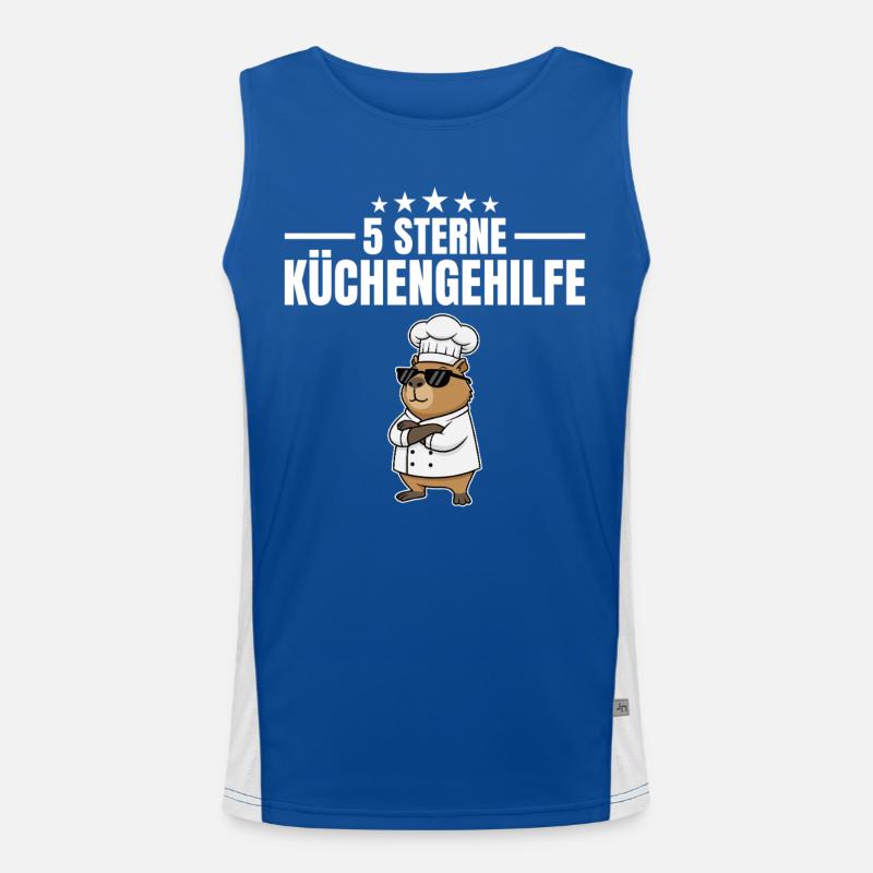 5 Sterne Küchengehilfe Murmeltier Koch Funktionelles Kontrast-Tank Top für Männer 