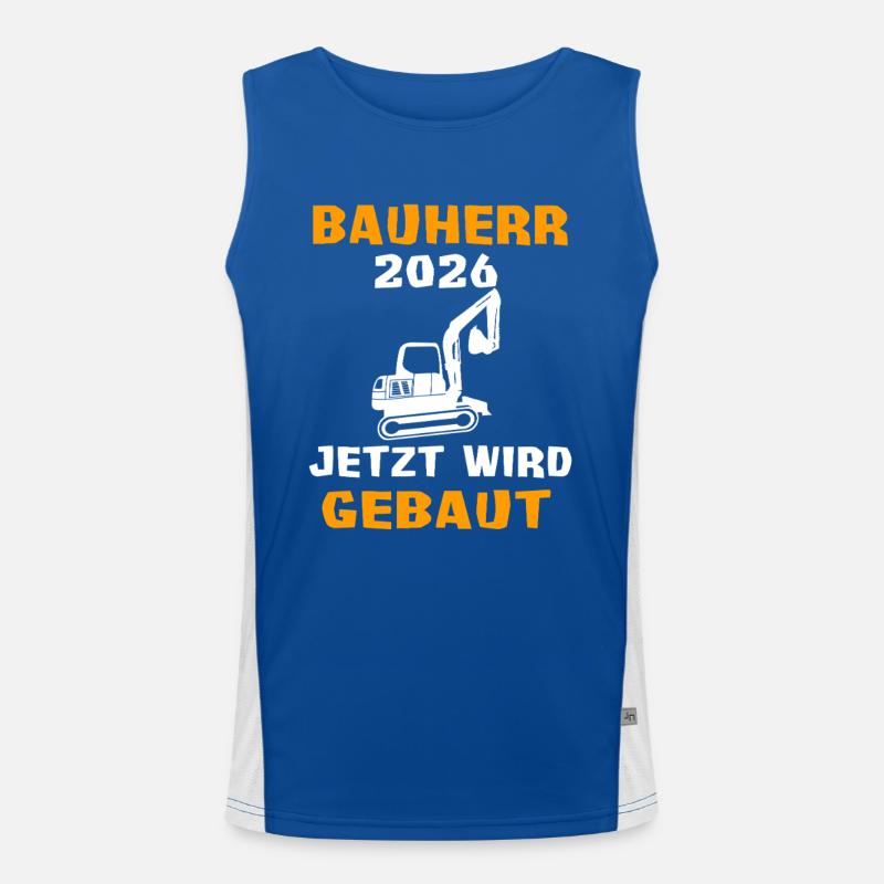 Builder Excavator House Construction Dream House Men's Functional Contrast Tank Top 
