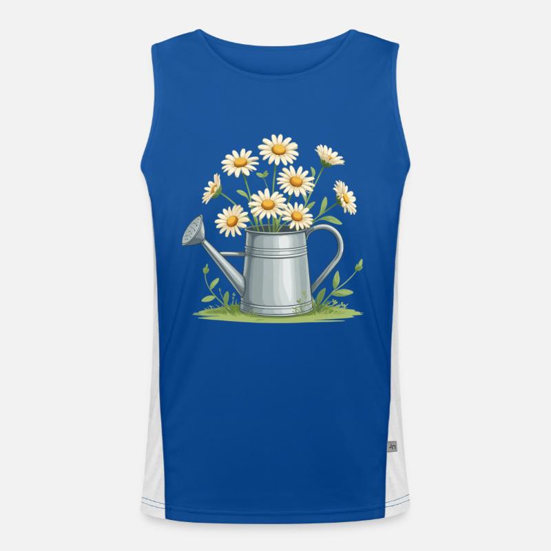 Daisies in the watering can Men's Functional Contrast Tank Top 