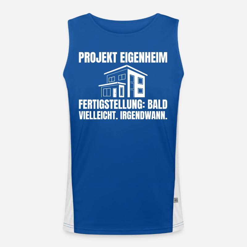 Hausbau Projekt Eigenheim Humor Bauherr Funktionelles Kontrast-Tank Top für Männer 